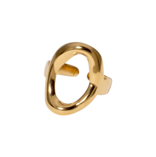 Bague Opale en acier inoxydable or & argent, au design géométrique ouvert. Chic, résistante à l’eau, parfaite pour un style épuré et moderne.