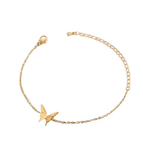 Bracelet Pasha en acier inoxydable, réglable, orné d’un papillon délicat. Un bijou élégant et discret pour sublimer votre style au quotidien.