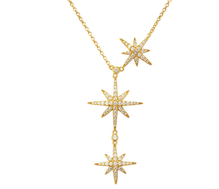 Collier Pipa en acier inoxydable, collier long avec étoiles scintillantes. Résistant à l’eau, élégant et parfait pour un look brillant toute la journée.