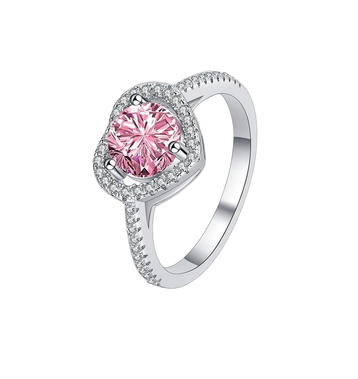 Bague en zircon rose et blancs en acier inoxydable. Ajustable, waterproof, assortie à la collection Rosalya. Élégance féerique garantie.