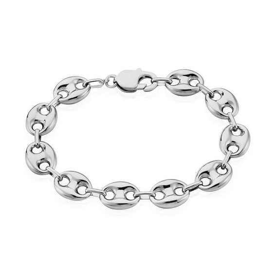 Ce bracelet masculin et original est fabriqué en argent sterling 925 et est doté de maillons type grain. Résistant à l'eau, ce bracelet vous offrira une tenue chic et élégante pour tous les jours.