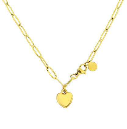 Collier Léo en acier inoxydable deux couleurs avec médaillon cœur réglable. Élégant, résistant à l’eau, parfait pour exprimer vos sentiments.