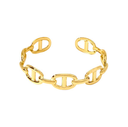 Bracelet Solal en acier inoxydable doré 14K. Jonc élégant, minimaliste et durable. Résistant à l’eau, parfait pour un style quotidien raffiné.