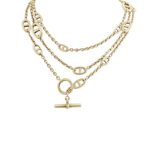 Collier Solal long bicolore en acier inoxydable doré et argenté. Design moderne, résistant à l’eau, pour un look chic et affirmé.